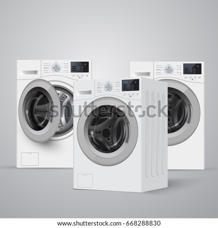 Realistic vector washers on grey background. Perspective view. Cover  template.  banner design.  Vector illustration. 
