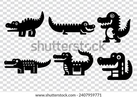 Alligator illustration, a set of crocodile icons