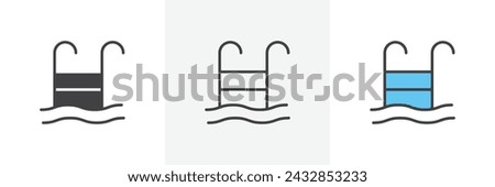 Ladder in Swimming Pool Isolated Line Icon Style Design. Simple Vector Illustration