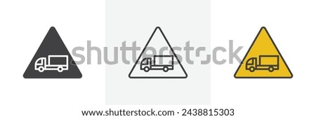 Heavy Vehicle Traffic Warning. Caution for Overweight Trucks. Restricted Lorry Access Sign.