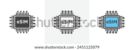 eSIM Technology Icon Set Showcasing Virtual SIM Solutions for Mobile Devices