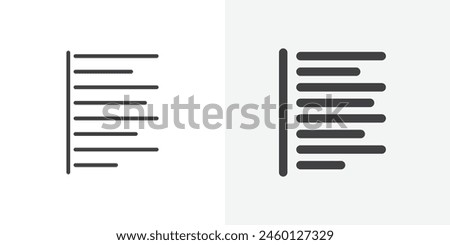 Text Align Left Icon Set. Vector symbol for left text alignment function.