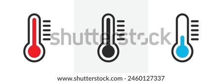 Temperature Monitor Icon Set. Vector symbols for measuring high and low temperatures. Indicators for climate warmth.