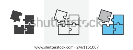 Puzzle Game Icon Set. Logic Solution Vector. Join Game Part Symbol. Combination Match Piece Sign.