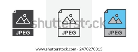 Jpg vector set. Jpeg file type graphic. Image picture file jpg format icon.
