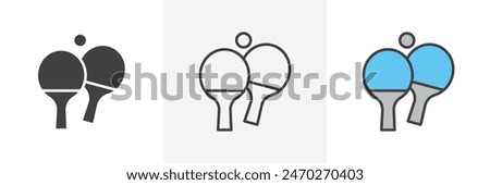 Ping pong icon set. Vector icon of table tennis racket in game paddle. Tournament symbol.