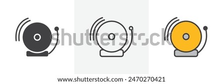 School bell icon set. Vector icon of fire bell for emergency alarm.