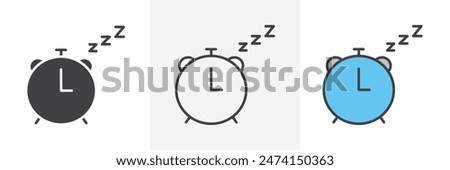 Nap Time Buzzer Alarm Icon Set. Sleep Schedule Feature Vector Symbol.