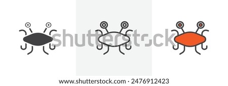 Spaghetti Monster Flying flat thin line icon collection.