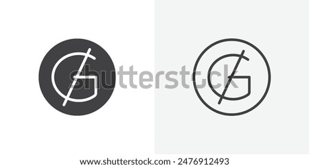 Guarani flat thin line sign collection. flat thin line icon collection.