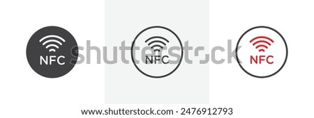 Nfc flat thin line icon collection.