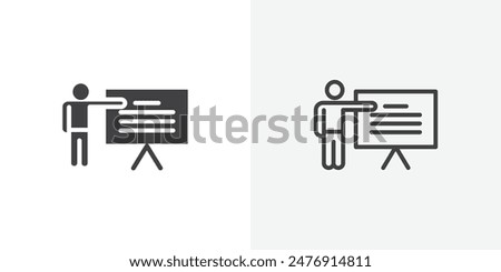 User chalkboard flat thin line icon collection.