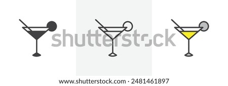 Citrus Martini glass icon symbol collection on white background.