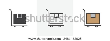 Dolly flatbed icon symbol collection on white background.