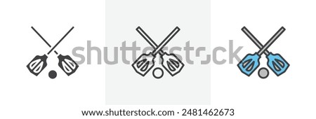 Broom-ball icon symbol collection on white background.