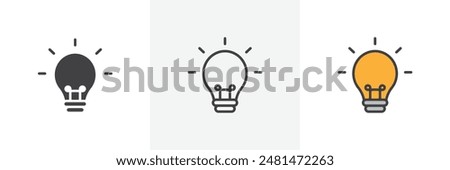 Lightbulb icon symbol collection on white background.