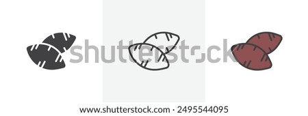 Sweet potato icon symbol collection on white background.