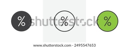 Percent icon symbol collection on white background.