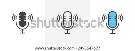 Voice recording icon symbol collection on white background.