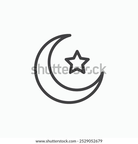 Moon stars icons set. filled and line illustration