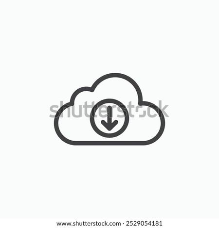 Cloud download icons set. filled and line illustration