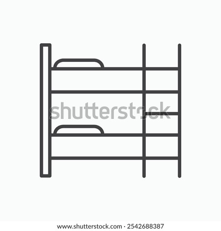 Bunk bed icon in thin black lines