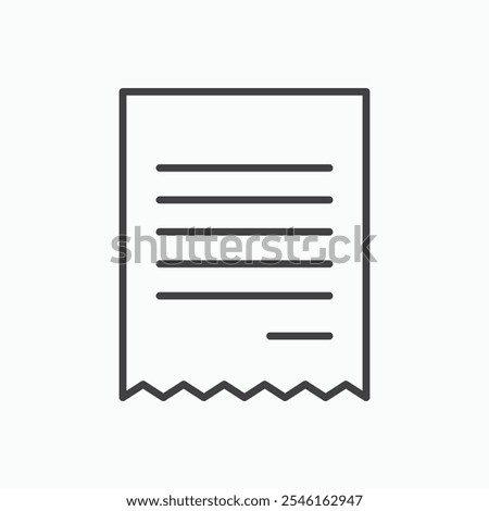 Paper receipt icon in thin black lines