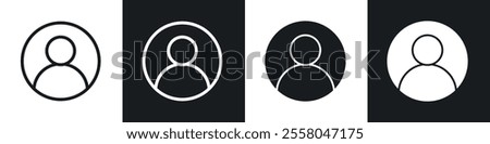 Account icons pack in black and white filled and outlined versions.