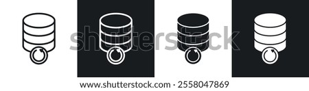 Data backup icons pack in black and white filled and outlined versions.