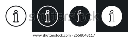 Info icons pack in black and white filled and outlined versions.