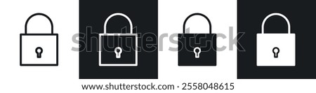 Lock closed icons pack in black and white filled and outlined versions.