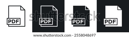 PDF file icons pack in black and white filled and outlined versions.