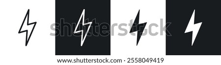 Power icons pack in black and white filled and outlined versions.