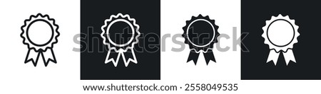 Rosette icons pack in black and white filled and outlined versions.