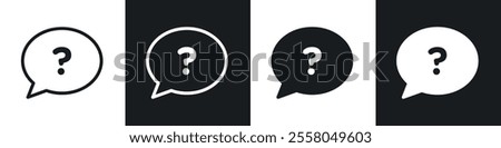 Question mark icons pack in black and white filled and outlined versions.