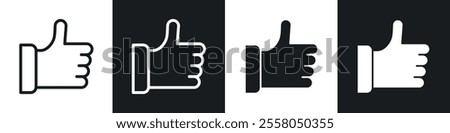 thumbs up icons pack in black and white filled and outlined versions.