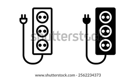 Electric extension cord Icons pack in outlined and flat versions