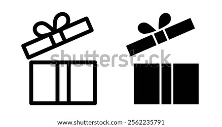 Open gift box Icons pack in outlined and flat versions