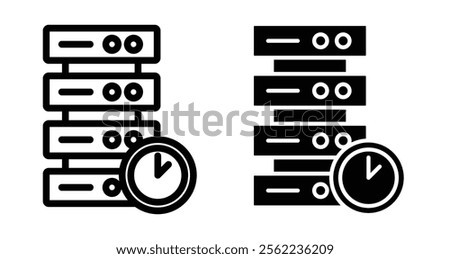 Real time data Icons pack in outlined and flat versions