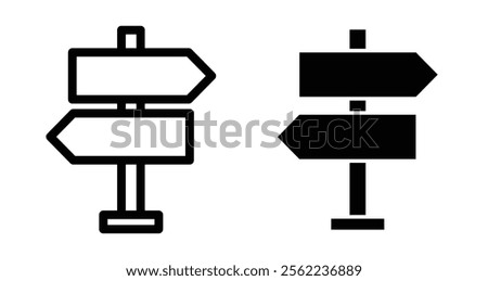 Signpost Icons pack in outlined and flat versions