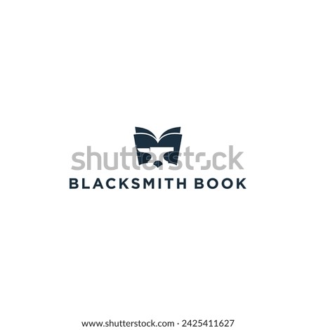 Book education with Blacksmith Forge vector logo design illustration