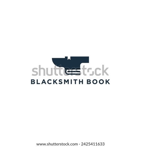 Book education with Blacksmith Forge vector logo design illustration