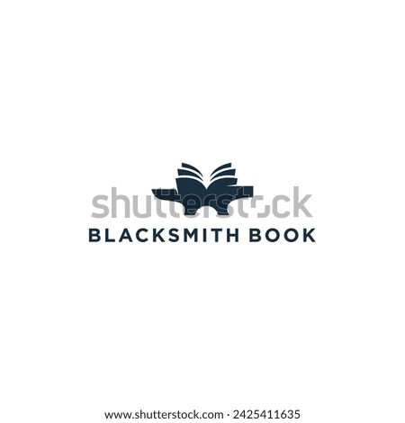 Book education with Blacksmith Forge vector logo design illustration