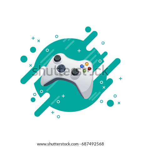 Joystick video game vector icon isolated illustration on modern memphis design background