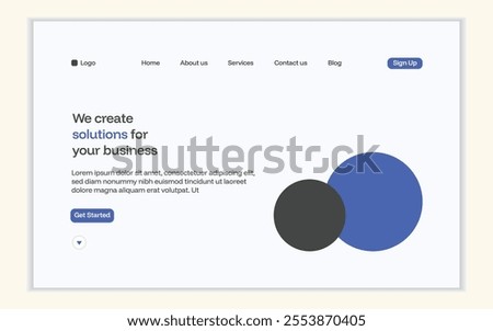 Minimalist Website Design with Blue and Gray Circles