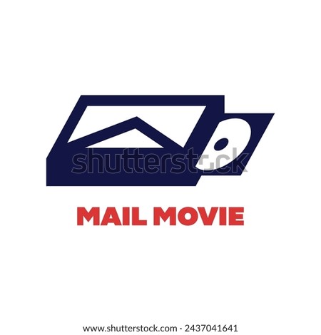 Dual meaning of email and dvd logos. Email with the right side ejecting a DVD.
Suitable for all matters related to email, mailboxes and movies