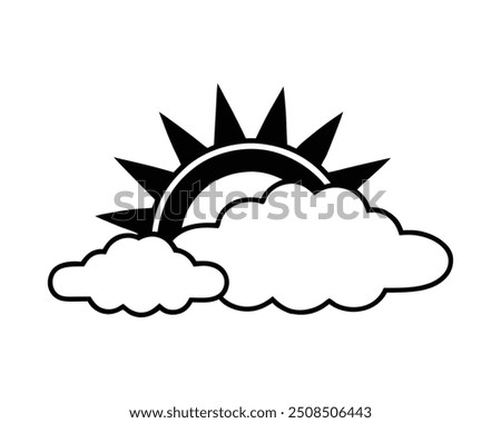 Weather Vector illustration. White clouds, dew on leaves, fog sign, day and night for forecast design.