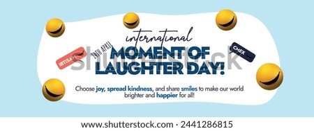 International Moment of laughter day. 14th April International Moment of laughter day cover banner with multiple yellow emojis having big smile. Laughter day cover banner template.