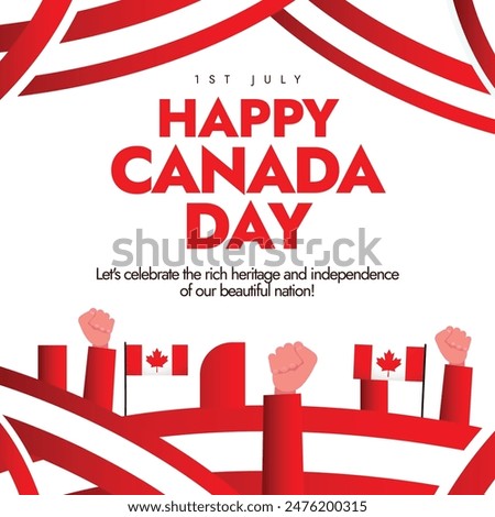 Canada Day. 1st July Happy Canada day celerbation banner with its flag and abstract art. The day commemorates the day three provinces Nova Scotia, New Brunswick, Canada Province became one country.