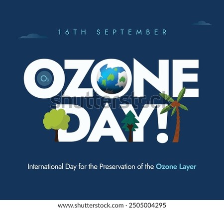 Ozone Day awareness social media banner or poster. World Ozone layer Preservation Day, 16th September. Save earth and environment. O3 awareness banner